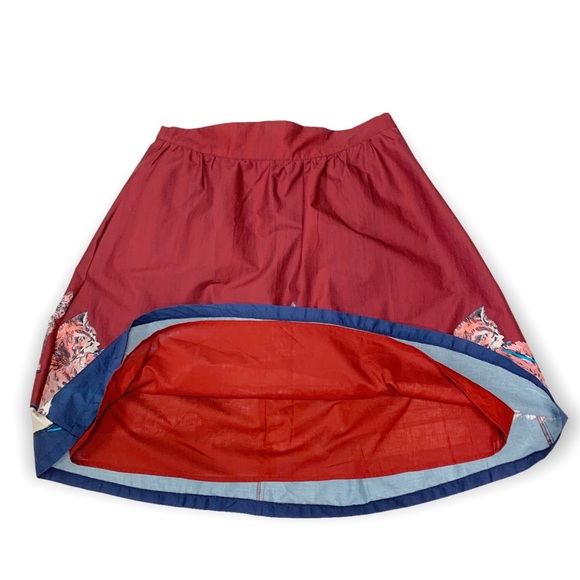 NWT ModCloth Study A-Line Skirt in Scholarly Kitties Knee Length Cotton LG - Picture 5 of 9